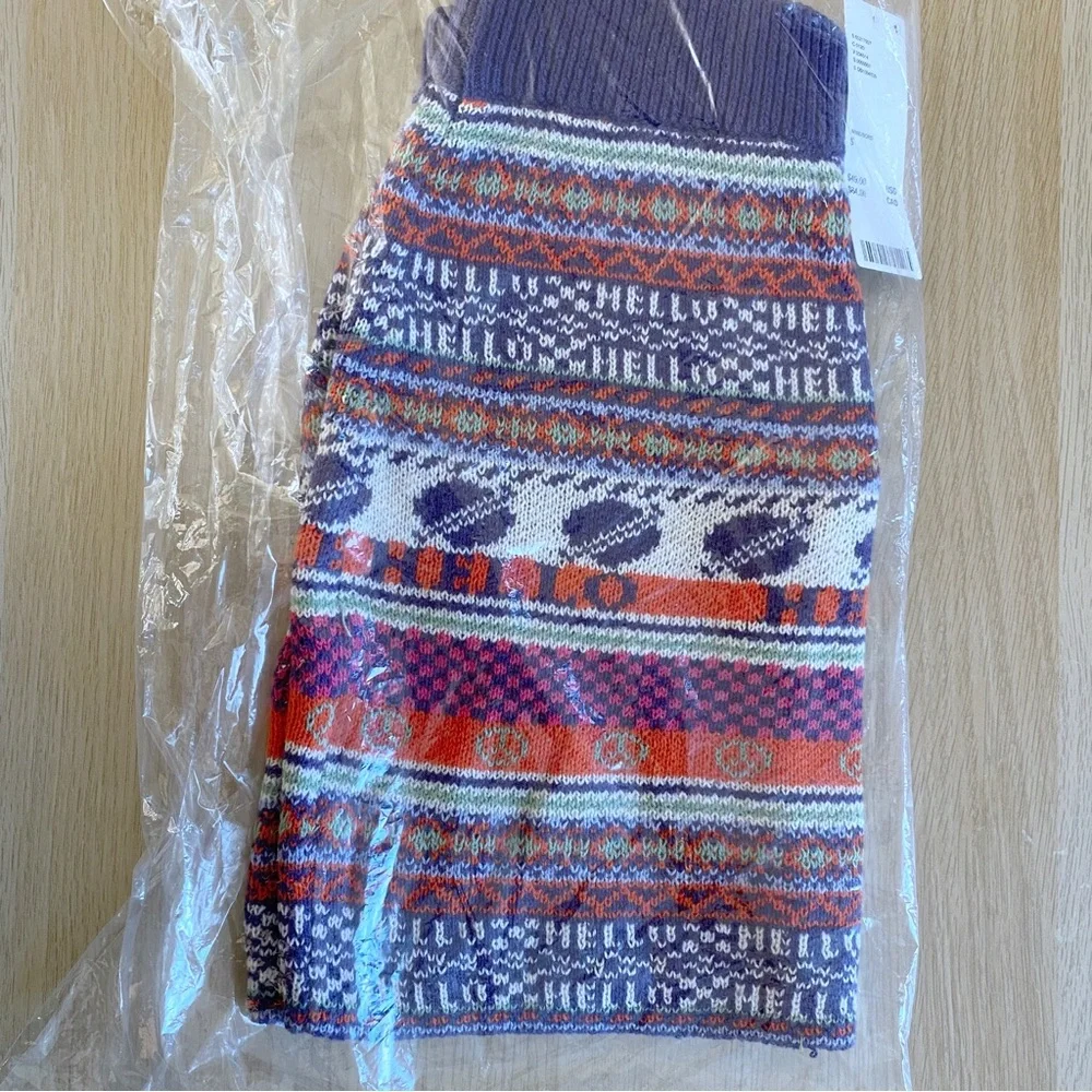 Urban Outfitters Lenni Sweater Mini Skirt New Small Hello Planets Wine Navy Blue - Picture 7 of 8